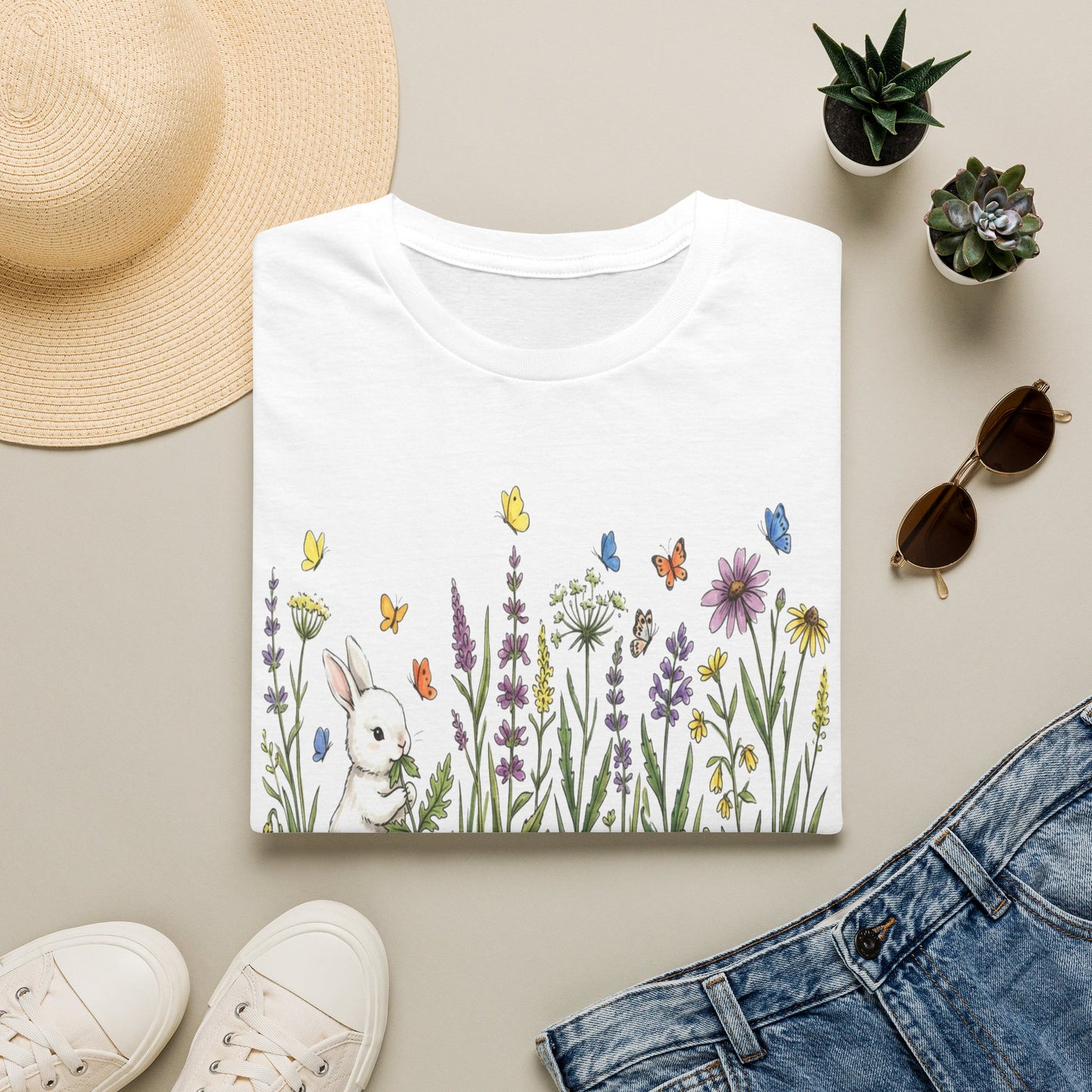 Wildflowers and Bunny Rabbit