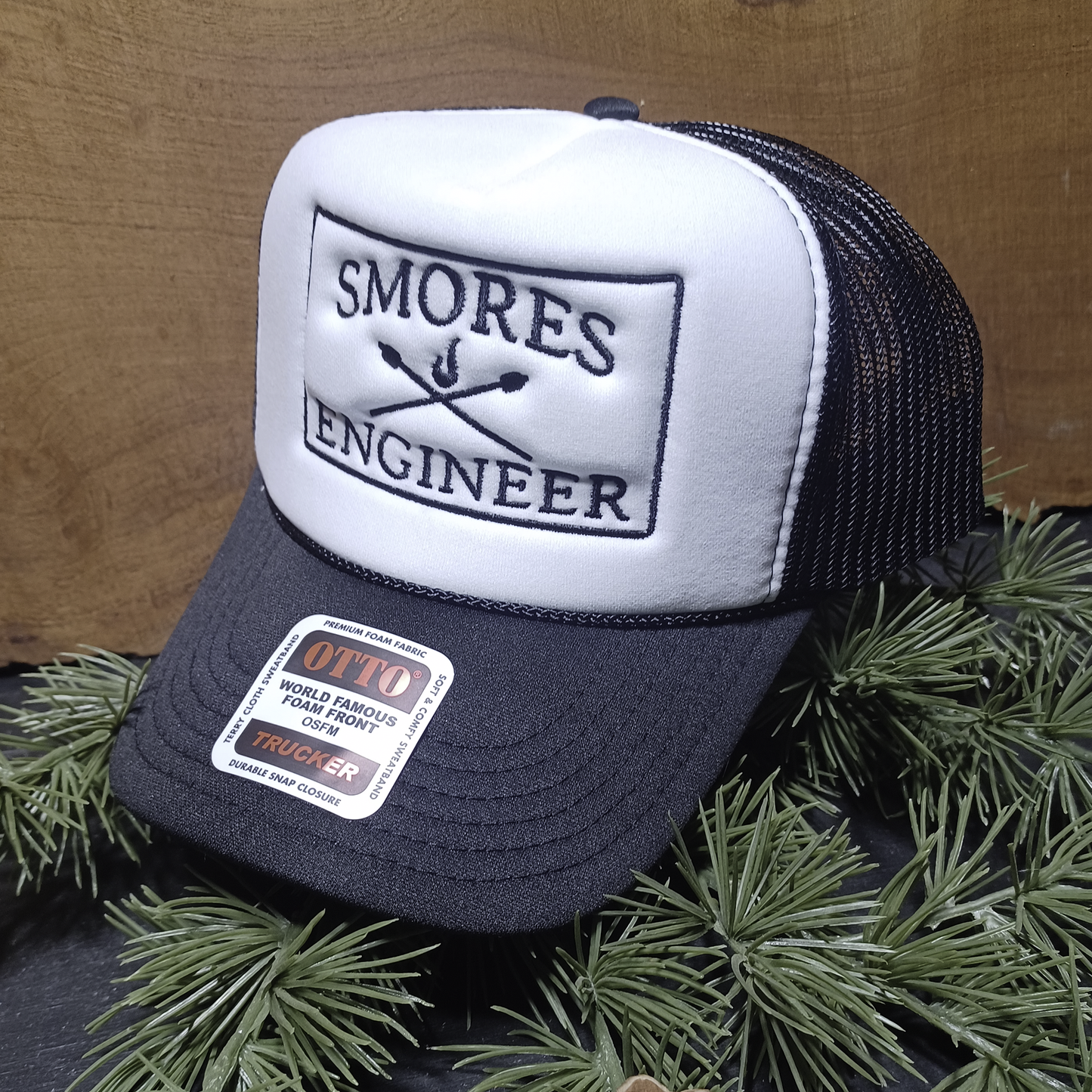 Curved Brim Foam Smores Engineer Hat