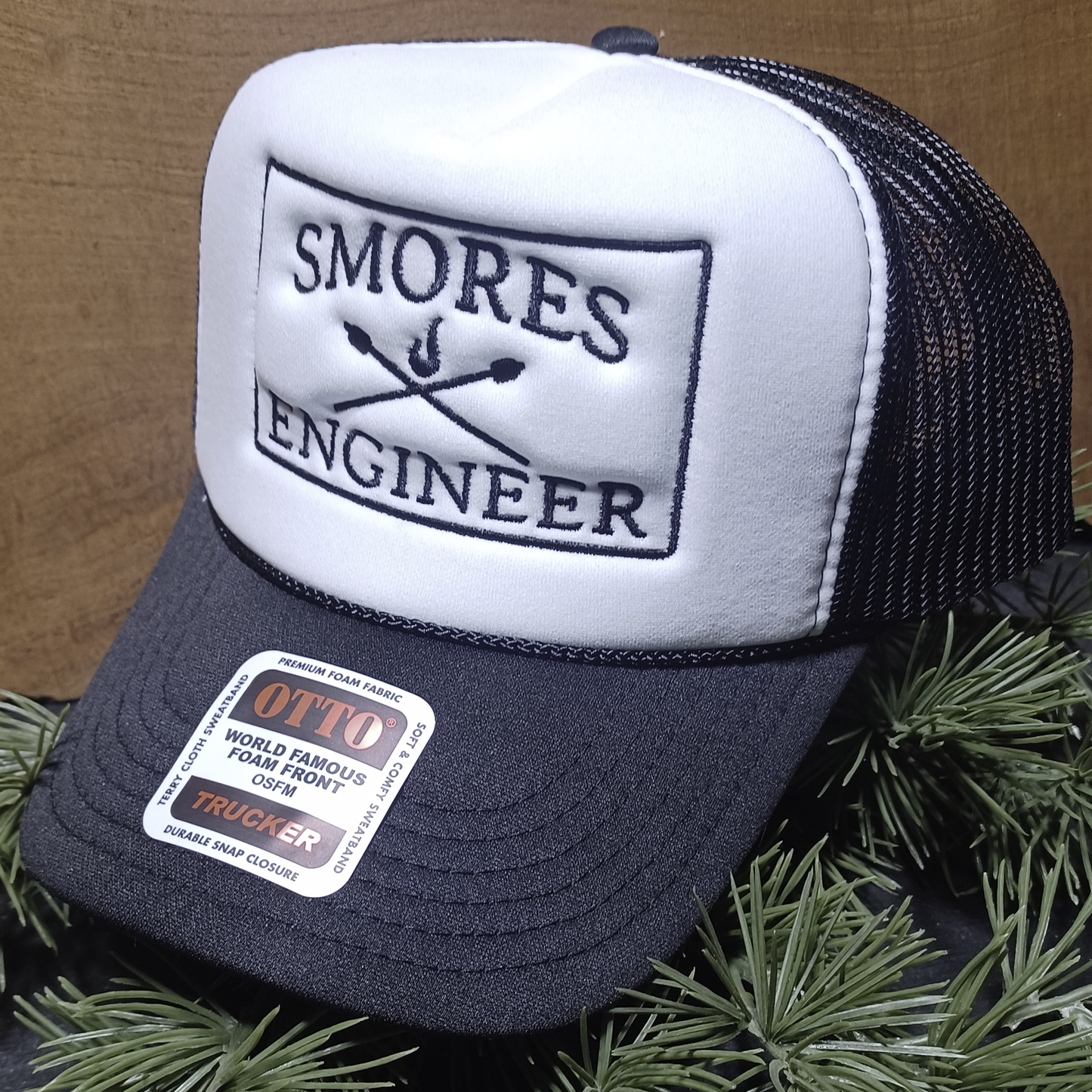 Curved Brim Foam Smores Engineer Hat