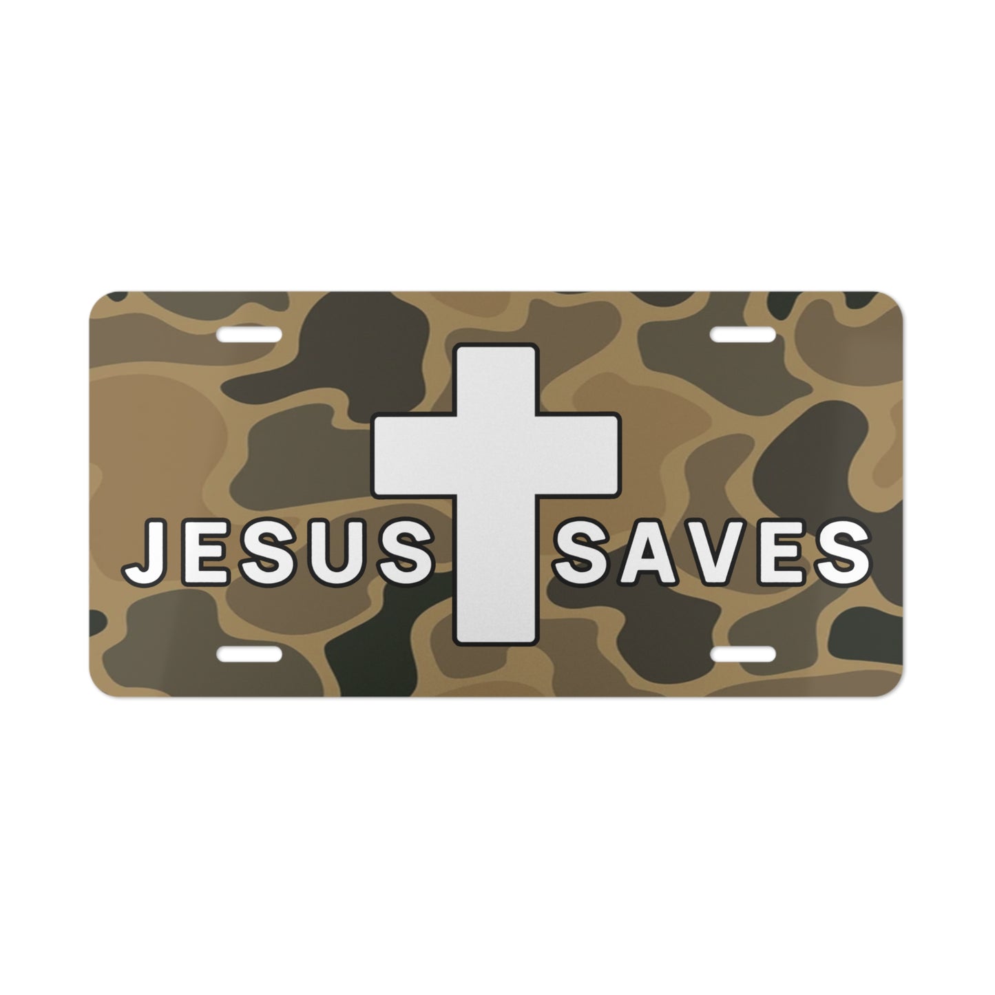 Jesus Saves Vintage Camo Vanity License Plate