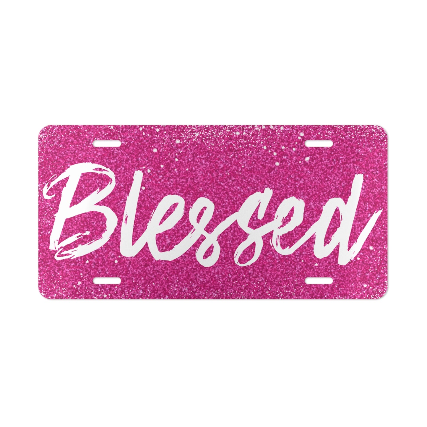Christian Religious Blessed Pink Glitter Bling Vanity License Plate
