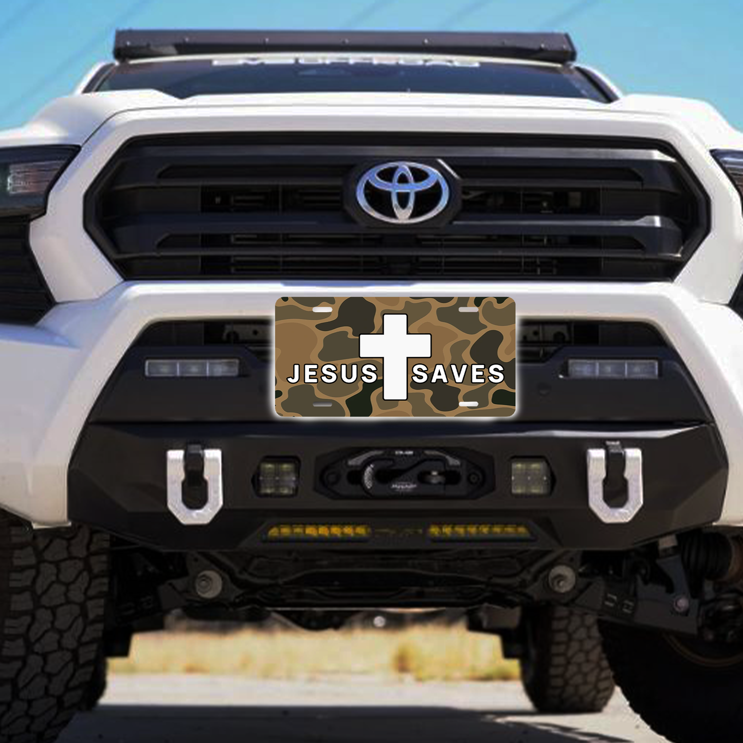 Jesus Saves Vintage Camo Vanity License Plate