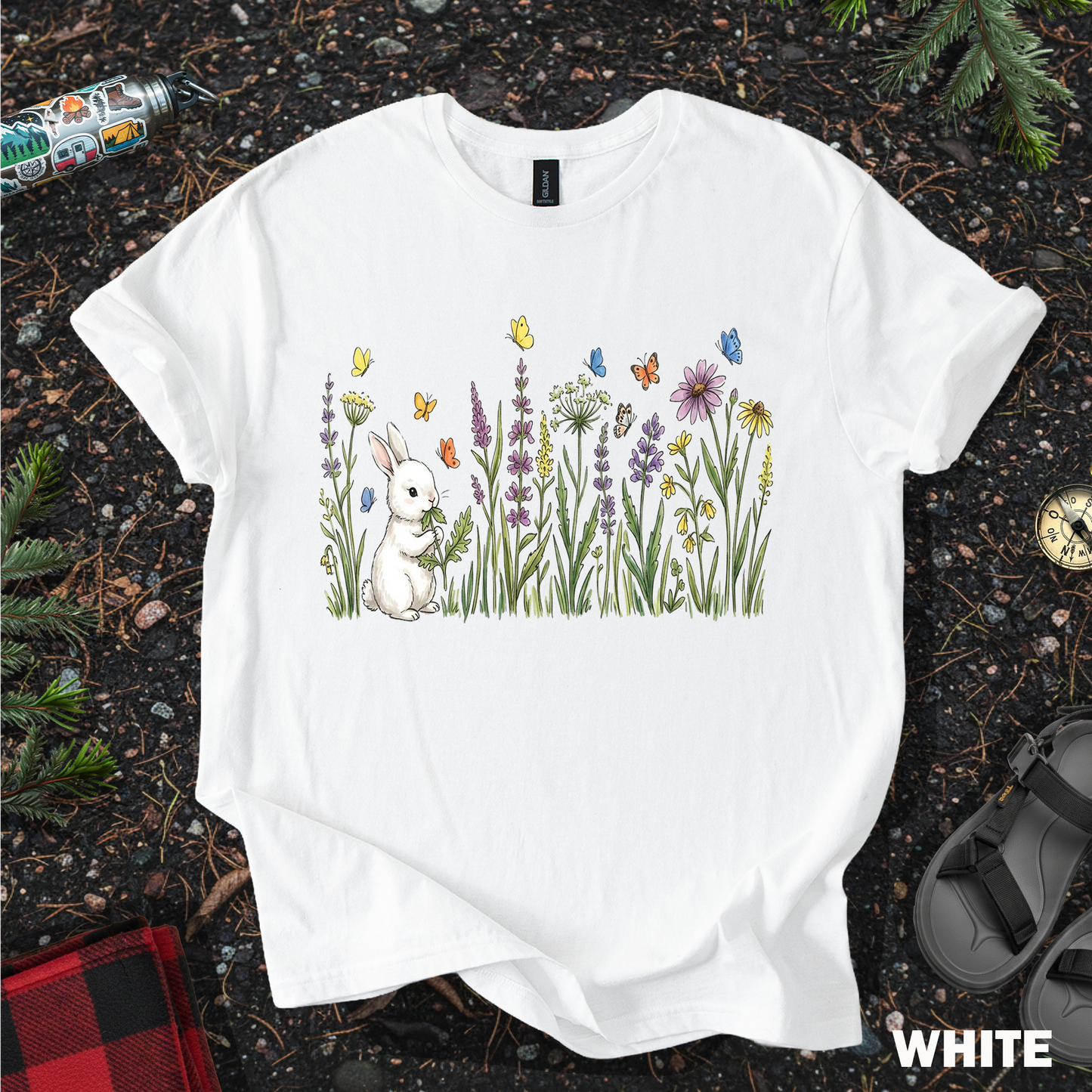 Wildflowers and Bunny Rabbit