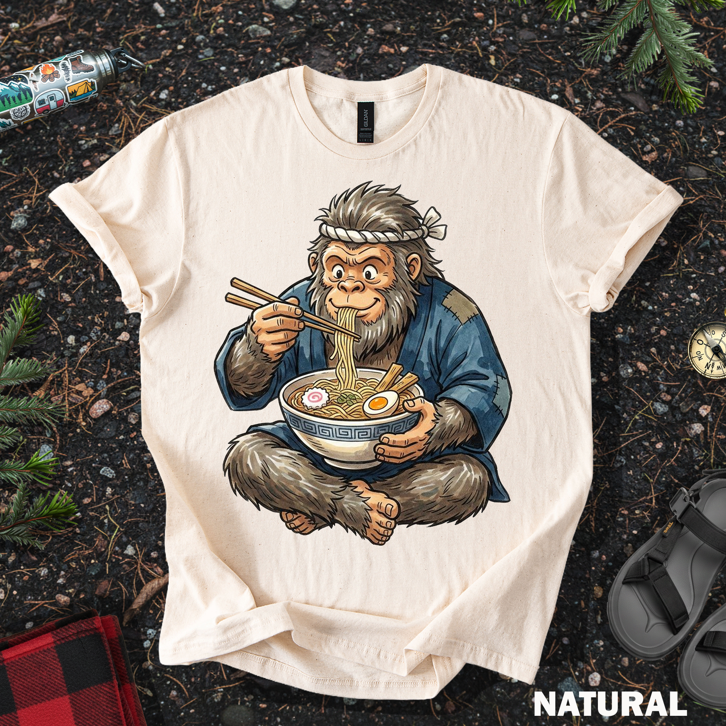 Kawaii Bigfoot Eating Ramen