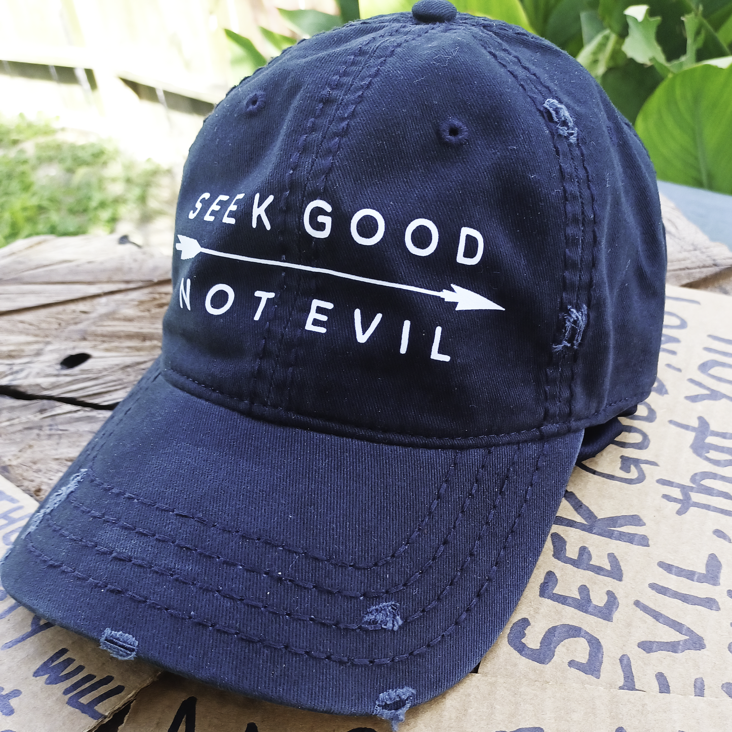 Christian Hat Distressed Curved Bil