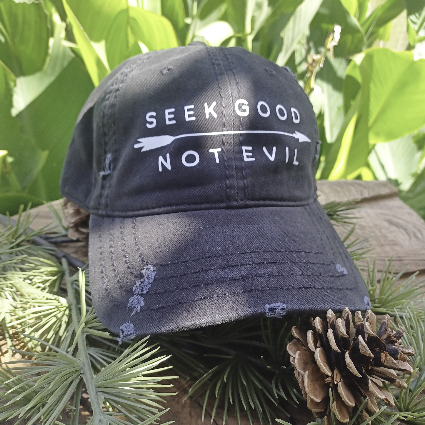 Christian Hat Distressed Curved Bil