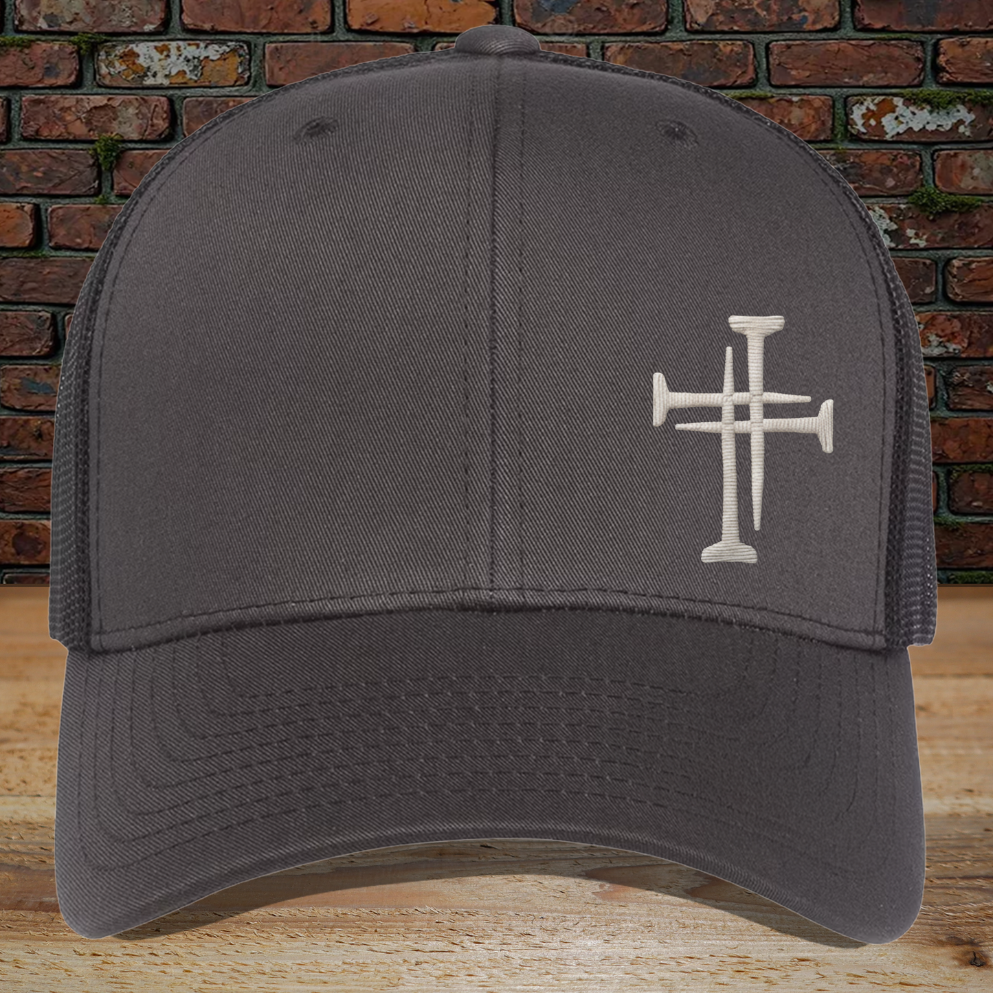 Christian Trucker Cap Nails Cross