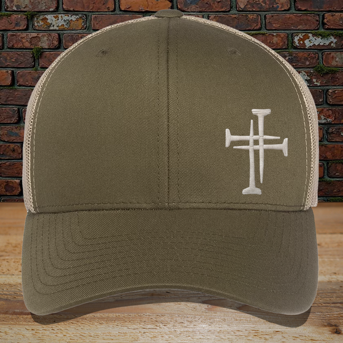 Christian Trucker Cap Nails Cross